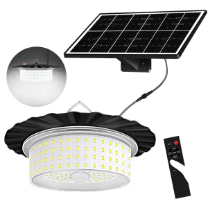 Modern Round Indoor LED Solar Ceiling Light Dimmable Solar Garden Lights Remote Control for Home Garden Garage Lighting