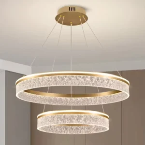 Modern Round Living Room Bedroom Acrylic Pendant Light Gold Restaurant LED Indoor Chandelier