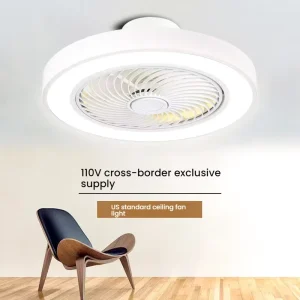 Modern Round Remote Control LED Ceiling Fan Light with 3/5 Blades Quiet DC Motor Year-Round Use for Home Office