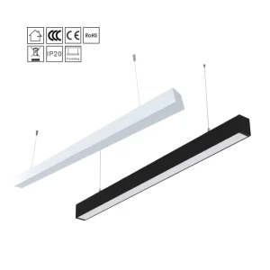 Modern Simple 4FT 8FT LED Aluminum Pendant Linear Light Surface Mounted Office Linkable Black LED Tubes
