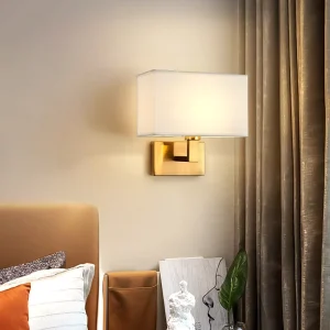 Modern Simple Fabric Wall Lamp Fixture LED Bedroom Bedside Decorative Wall Lamp Socket Hotel Reading Lamp Wall Light Fixture