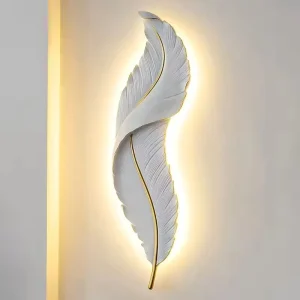 Modern Simple Indoor LED Wall Lamps High Quality Resin Decorative Feather Lamp for Hotel Villa Projects Luxury Bed Wall