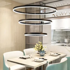 Modern Simple LED Chandeliers and Pendant Lights Round Ring Home Office Adjustable Height