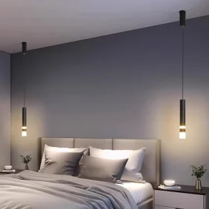 Modern Simple LED Tube Chandelier Bedroom Gold Black Dimmable High Brightness Pendant Lights for Dining Table