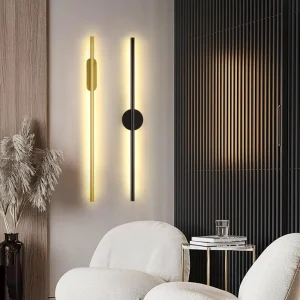Modern Simple Living Room Bedroom Bedside Linear Wall Sconce Lamps up Down Background Opposite Luminous Black Led Wall Light