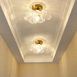 Modern Simple Lotus Flower Shape Corridor Aisle Hanging Light Small Resin Balcony Stair Entrance Cloakroom LED Ceiling Lamp