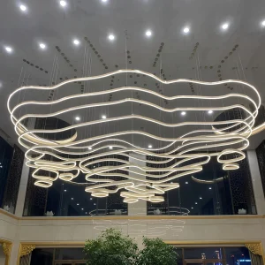 Modern Simple Luxury Adjustable Hanging Chandelier Pendant Lights Wireless Control LED Iron Eye Caring High Brightness