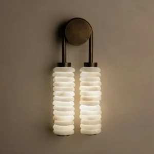 Modern Simple Luxury Brass Spanish Alabaster LED Round Wall Lamp Hotel Living Room Bedroom Wall Decoration Wall Lamp