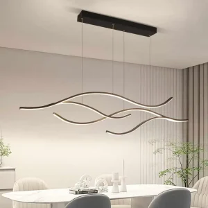 Modern Simple Restaurant Pendant Lights Black Gold Hanging Lamps LED Chandelier for Dining Room
