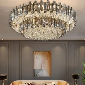 Modern Simple Stainless Steel Crystal Ceiling Lamps High-end LED IP65 AC Hotel Use Warm Cozy 3-Year Warranty