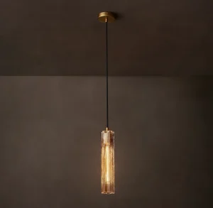 Modern Simple Vintage Industrial Pendant Light Chandelier E12 Middle Glass Brass Hanging Light Wireless Control for Living Room