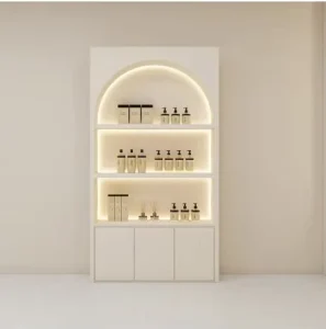Modern Skincare and Cosmetic Display Cabinets with LED Lighting Pre-Assembled Storage Units for Beauty Salons Showcases