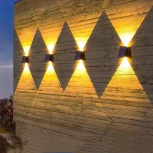 Modern Solar Wall Washing Lamp Outdoor Up and Down Lighting Waterproof Exterior Sconce for Garden Fence Patio Porch