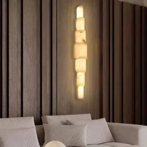 Modern Spanish Natural Marble Recessed LED Wall Lights for Home Office Living Room & Bedroom Dimmable Gold Shade