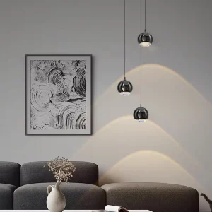 Modern Spherical LED Chandelier for Bedside Living Room Glittering LED Pendant Lights Small Factory for Background