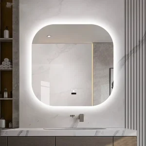 Modern Square LED Light Wall Mounted Bath Mirrors Front Lit Backlit for Hotels and Bathrooms for Hospitality