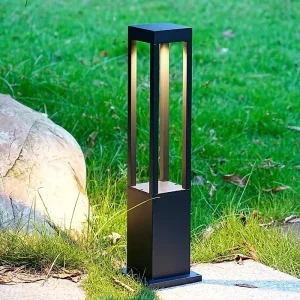 Modern Square Outdoor Bollard Light IP65 Waterproof Aluminum LED Landscape Lawn Lamp for Villa Garden Pathway Driveway Lighting