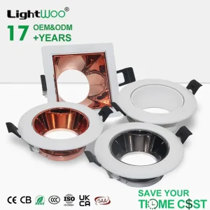 Modern Square PC Spotlights Fixture Recessed MR16 GU10 Ceiling Light Black White Downlight 75mm