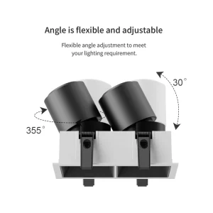 Modern Square Twins Narrow Trim Deep Anti Glare Dimmable Aluminum Recessed Down Lights LED Spotlight for Hotels Malls Villas