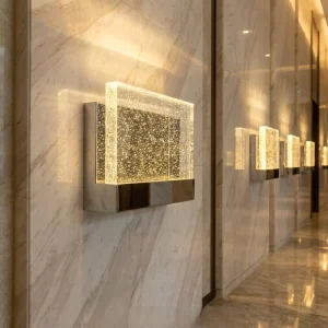Modern Square Waterproof LED Wall Lamp Crystal Bubble Acrylic Up Down Light Aluminum Garden Porch Villa Corridor Sconce