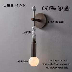 Modern Stainless Steel Alabaster Globe LED Wall Sconce Lamp High CRI 90 3000K Warm Light Art Decor Inspired Bedroom Bathroom