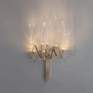 Modern Stainless Steel Glass Wall Lamp Creative Candle Style Sconce Hotel Home Decor Murano Glass Colored Touch Control IP20