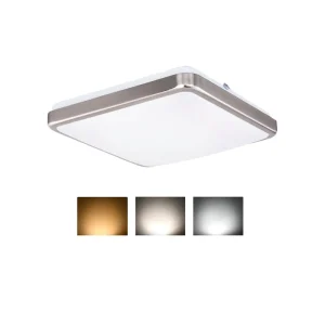 Modern Stainless Steel High Lumen LED Square Ceiling Light 16 Inch 3CCT Adjustable AC
