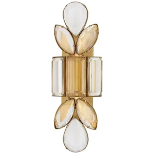 Modern Stairwell Brass Crystal Wall Lamp Bedroom Hotel Bedside Bathroom Vanity Decorative Glass Leaf Wall Sconce