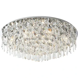 Modern Steel & Crystal LED Ceiling Light with Cold White Light for Hotel Living Room and Master Bedroom