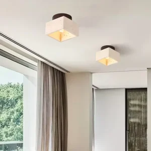 Modern Stone Wood Decor Surface Mounted Art Deco High end Incandescent Bulbs Small Ceiling Light for Home Bedroom Lighting