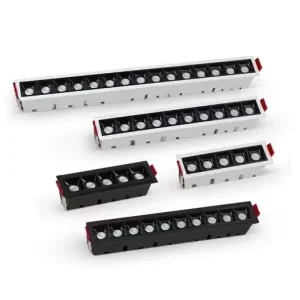 Modern Style Aluminum IP44 Recessed Linear Downlight LED Grille Lights with High CRI 90 and 50000 Hours Lifespan