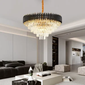 Modern Style Crystal Chandelier for Hotel Living Room Large Size LED Adjustable Height Ceiling Pendant Lights