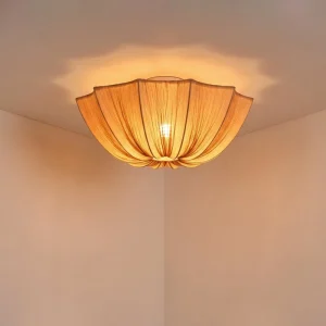 Modern Style Fabric Ceiling Lamp for Bedroom Living Room Wabi Sabi Flower Shape Flush Ceiling Light Indoor Home Decor Lighting