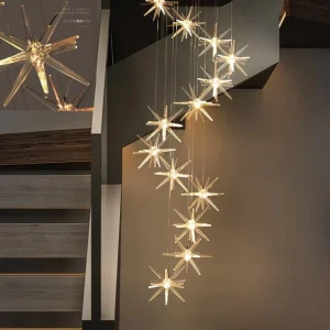 Modern Style Indoor Chandelier Glass Pendant Light Hanging Lamp for Living Room Hotel Lobby Decorative