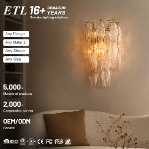 Modern Style Indoor Decoration Glass LED Sconce Wall Lamp for Living Room Hotel Bedroom Villa