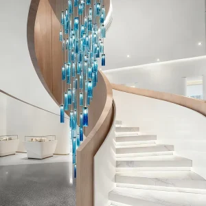 Modern Style Indoor Decoration Project Pendant Light Large Long Customized Chandelier for Villa Staircase Lobby Hotel