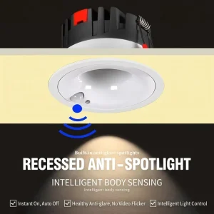 Modern Style LED Motion Sensor Spotlight Anti Glare Design High CRI 90 Aluminum Construction for Indoor Use Corridors Stairwells