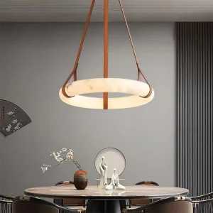 Modern Style Marble Pendant Light Adjustable LED Stepless Dimming Hotel Restaurant Island Counter Alabaster Chandelier