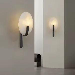 Modern Style Minimalist Indoor Decoration Living Room Bedroom Bedside Corridor Kitchen Natural Alabaster Brass Wall Lamp