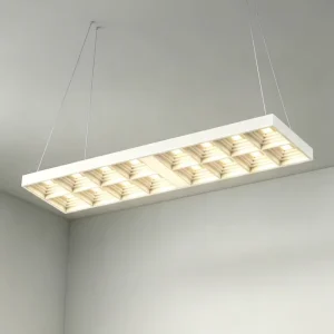 Modern Suspended Mount LED Grille Panel Light with SMD2835 Aluminum Alloy+PC 0-10V Dimmable IP20 5-Year Warranty Commercial Use