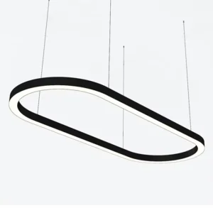 Modern Suspended Oval Linear Pendant Light Customized Rectangle Linkable Light for Office Reception