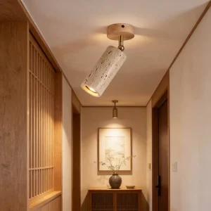 Modern Travertine Ceiling Spotlight Adjustable Natural Stone Surface Mounted Downlight for Living Room