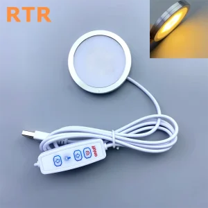 Modern Ultra-Thin LED Cabinet Wine Wardrobe Light 5V USB Puck Light RGB Warm White LED Lamp Kit Home