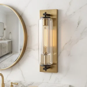 Modern Vintage Brass Glass Rectangular LED Indoor Outdoor Wall Lamp for Villa Bedroom Bathroom Wall Sconce Lights