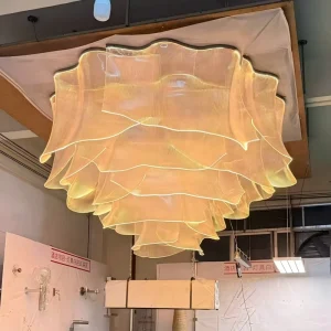 Modern Vintage Flower Style LED Chandelier Hanging Pendant Light Hotel Hall Villa Dining Living Room Profiled Acrylic Luminaire