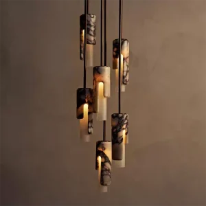 Modern Vintage Hanging Pendant Lights Brass Dimmable Marble Chandelier for Home Use