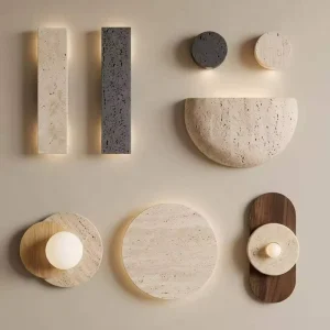 Modern Wabi Sabi Corridor Atmosphere Wall Sconce Lamp Travertine Natural Stone Wall Lights Fixtures for Home Villa Hotel Project