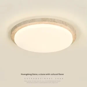 Modern Wabi Sabi Style Warm White Travertine LED Hotel Bedroom Ceiling Lamp Nordic Designer High End Guesthouse Restaurant Study