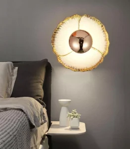 Modern Wall Light Collection White Ceramic White + Gold 25 X 25 mm for Bedrooms Corridors and Hotel Interiors