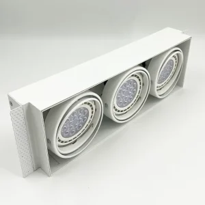 Modern White Three Head Grille LED Downlight Commercial Office Corridor Hotel Bar Home Recessed Lighting Iron for Living Room